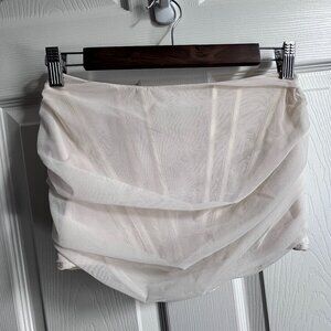 Akira Women's Medium Ivory Cream Off-White Structured Mesh Strapless Corset Top